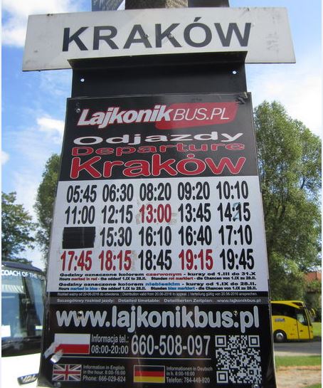 奧斯威辛集中營：巴士時刻表Krakow Timetable