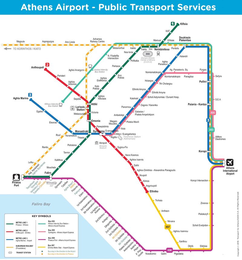 雅典市區交通路線圖