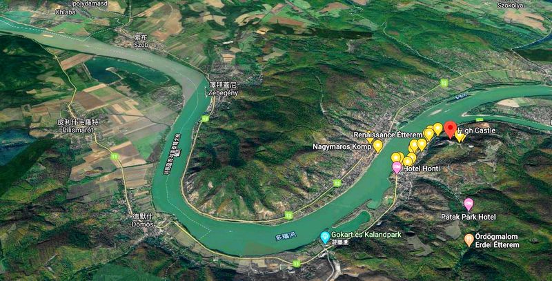 Visegrad,Hungary 維謝格拉德多瑙河灣衛星圖