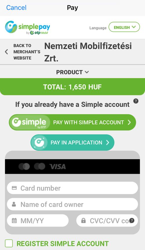 布達佩斯交通卡App最後前往信用卡平台刷卡就可以囉!