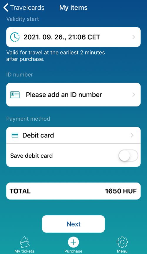 布達佩斯交通卡App，依照系統指示勾選日期、身份ID就可以。