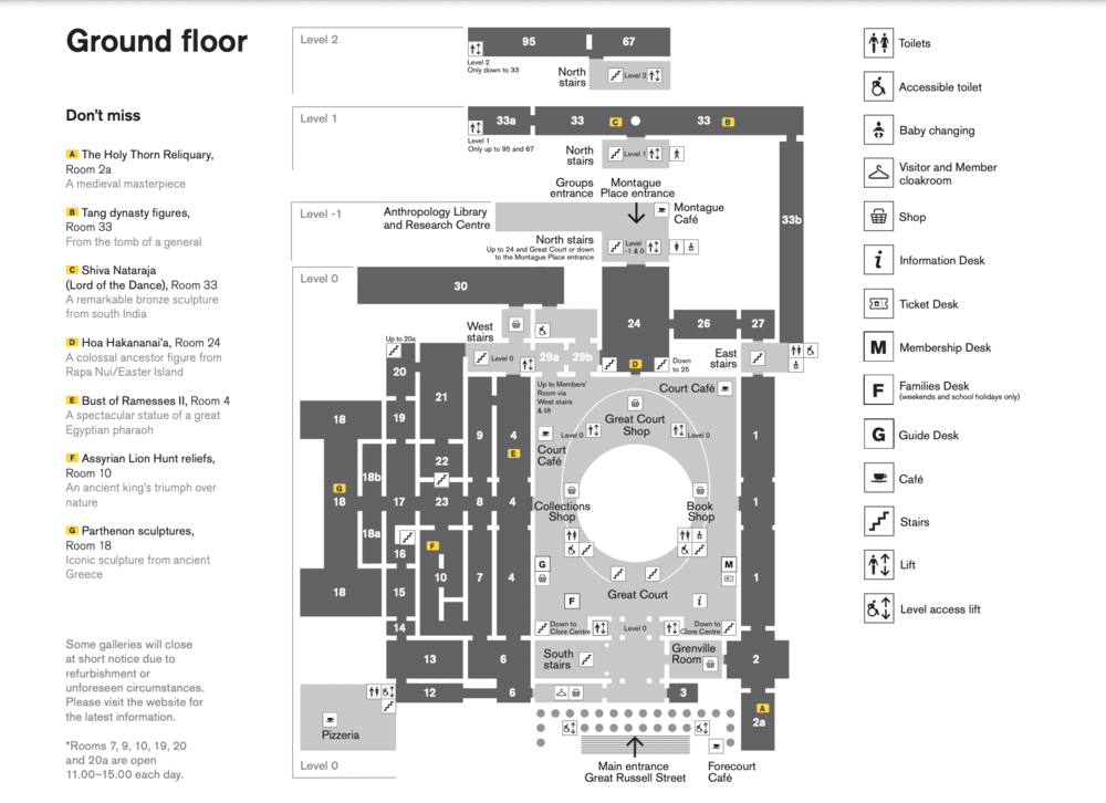 大英博物館的展區地圖。