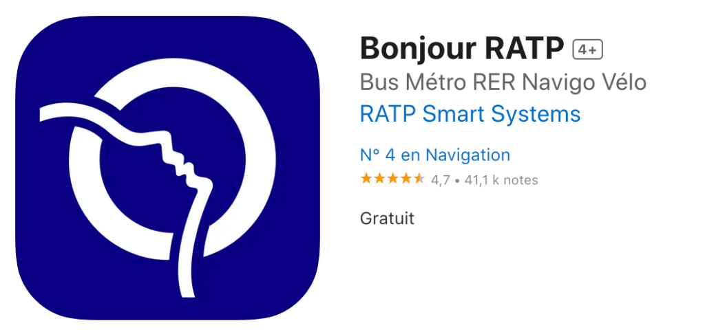 巴黎自由行交通攻略：Bonjour RATP App，整合的很好，還可以直接購買Navigo Pass Card，感應搭乘。